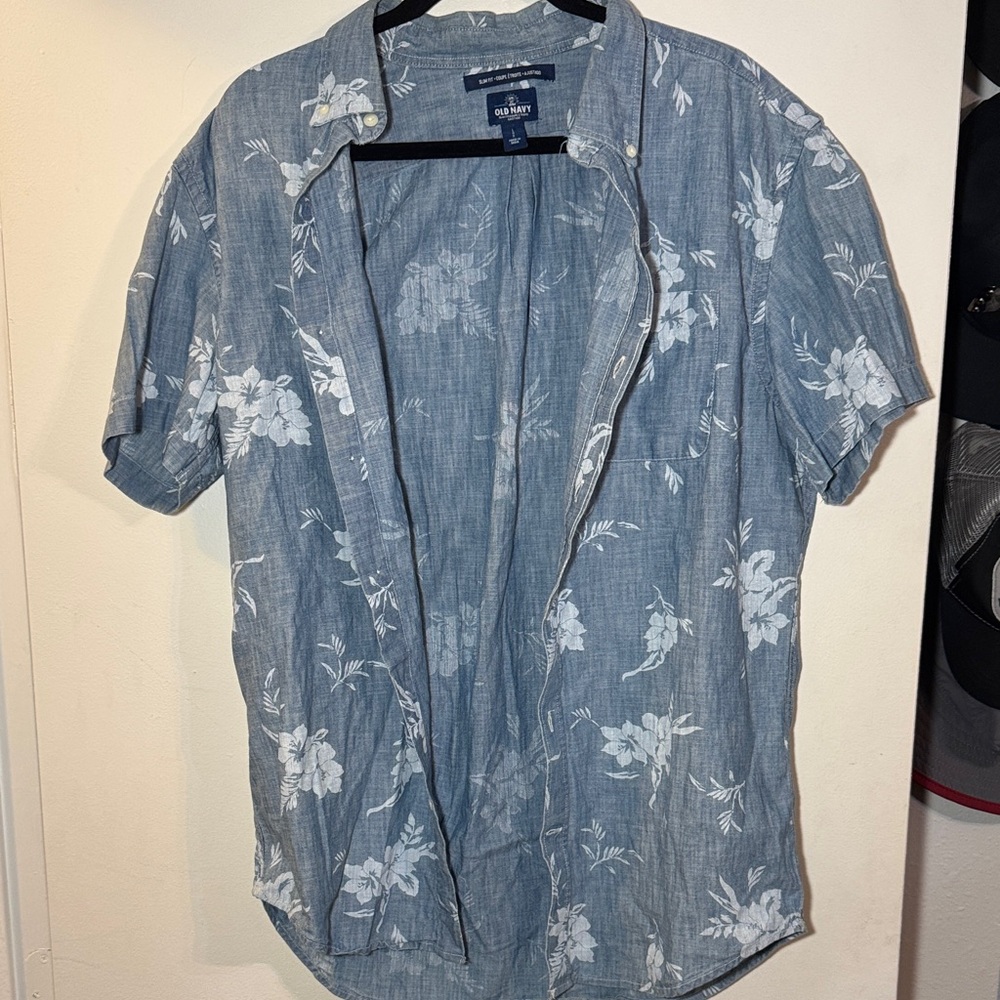 Old Navy Light Blue Floral Men's Shirt